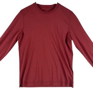 Raffi Mens The Josh Aqua Cotton Long Sleeve Crew Neck T-Shirt S Burgundy